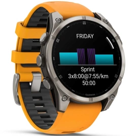 Смарт-часы Garmin Fenix 8 47mm Amoled Sapphire (010-02904-11) Titanium with Spark Orange/Graphite Silicone Band