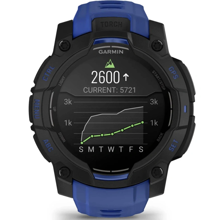 Смарт-часы Garmin Instinct 3 45mm Amoled Bolt Blue/Black Band (010-02936-03) фото 6